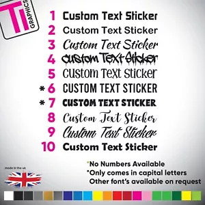 x2 Custom Vinyl Aufkleber - Personalisiert Auto Van Laptop Van Fenster Aufkleber v5 - Bild 1 von 5