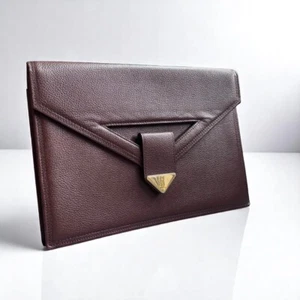 Borsa pochette YSL YVES SAINT LAURENT seconda pelle marrone autentica - Foto 1 di 11