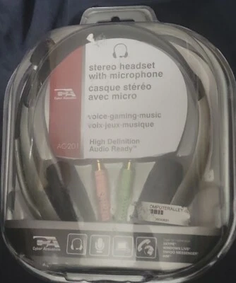 NEW Cyber Acoustics AC-201 Noise Canceling Stereo Headset with Microphone Black - Image 1 of 4