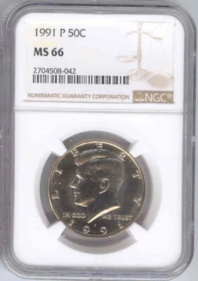 1991-P Kennedy Half Dollar 50C NGC MS 66 - Image 1 of 2