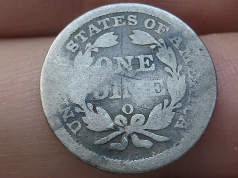 1857 O Seated Liberty Silver Dime- New Orleans, About Good Details Cover