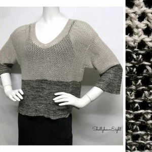EMANUEL UNGARO Marled Knit Top OPEN Weave Light Wt Boxy Sweater M 10 Chest 40" - Picture 1 of 12