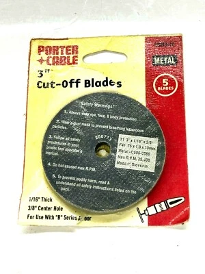 NEW! PORTER CABLE 3” CUT-OFF BLADES, 1/16” THICK, 3/8” HOLE, COW3x16, 4-pack - Image 1 of 2