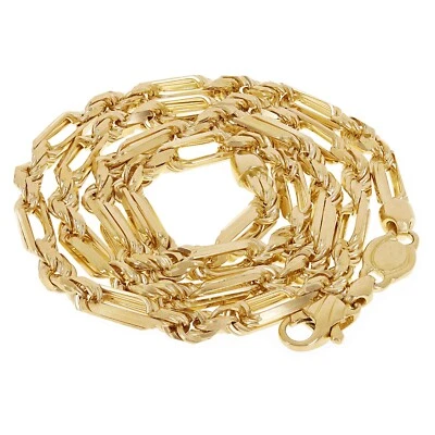 Collar de cadena italiano de cuerda Milano maciza de oro amarillo de 14k 20" 5 mm 38,4 gramos Foto 1 de 4