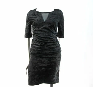 Terapia Negro Triturado Terciopelo Curvilíneo Cóctel Fiesta Vestido Malla Inserto M D649 - Imagen 1 de 5