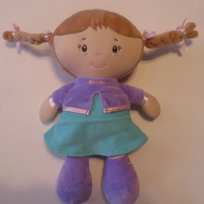 Kids Preferred 11” Baby First plush Maya Doll brown braids pig tails Purple Aqua - Image 1 of 3