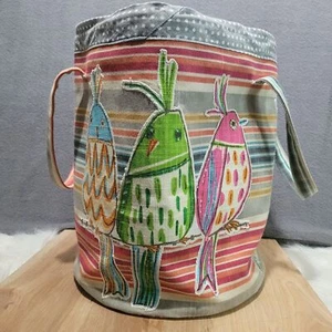 Beach Bag Canvas Tote Round Birds- GORGEOUS! - Picture 1 of 6