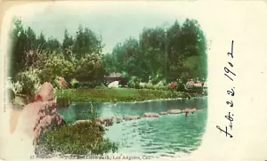 Raro. Tarjeta de correo privada. ""East Lake Park, Los Ángeles, CA""." Publicado 2-22-1902 - Imagen 1 de 2