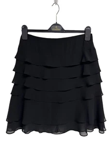 JS Collections Petite Women's Black Layered Short Asymmetrical Skirt Size 6 - Picture 1 of 9