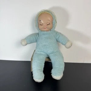 1950er Jahre Charakter Neuheit Co Gummigesicht Baby Puppe 14 Zoll Plüsch gruselig Vintage blau - Bild 1 von 10
