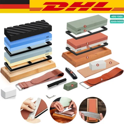 Schleifstein set Abziehstein Wetzstein 400/1000# 3000/8000# Profi Messerschärfer - Bild 1 von 4