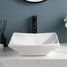 Modern Ceramic Vessel Sink - Bathroom Vanity Bowl - Rectangular White