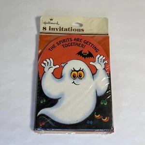 NIP NOS VTG Hallmark Halloween Invitations Ghost Bat Pack Of 8 1970s Or 1980s - Picture 1 of 7