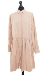Le Sarte Pettegole Kaftan Dress 42 Beige Solid Long Sleeve Cotton NEW - Picture 1 of 6