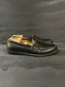 Brooks Brothers Penny mocassini uomo taglia 11 scarpe eleganti pelle nera - Foto 1 di 8