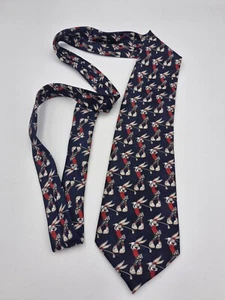 Bugs Bunny Golf Tie Looney Tunes 1996 Retro Navy Red Cartoons - Picture 1 of 10