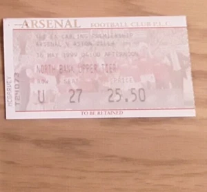 Arsenal v Aston Villa 1998/99 Premiership Match Ticket - Picture 1 of 1
