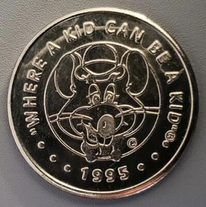 Chuck E Cheese Large ® 1995 tipo 3 ficha de níquel ++ XF 316N latón niquelado - Imagen 1 de 5