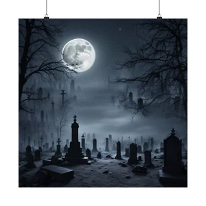 Eerie Nocturne: Haunting Graveyard Poster - Picture 1 of 17