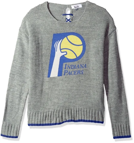 NBA Indiana Pacers Adult Women All Laced Up Sweater, Medium, Heather Grey Cover