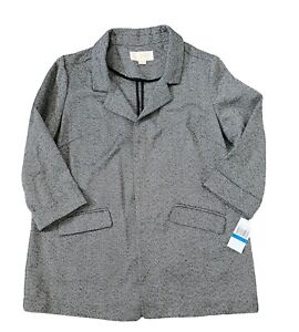MICHAEL KORS Blazer jacket womens size XL 3/4 sleeve black white Plaid coat NWT