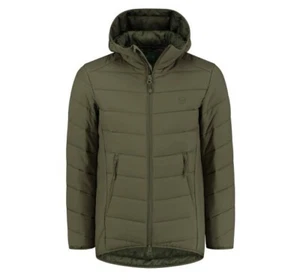 Angeln Wandern Outdoor Pufferjacke Korda Thermolite Mantel schwarz & oliv - Bild 1 von 4
