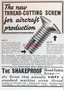 WW2 Original Ephemera : 'The SHAKEPROOF' Thread-Cutting Screw Small ADVERT - Foto 1 di 1