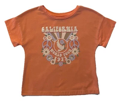 365 Kids Shirt Retro Orange California World Tour 1973 Drop Shoulders Girls Sz 6 - Image 1 of 4