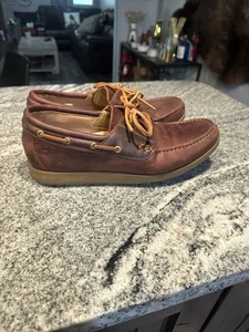 Clarks Collection Ferius Coast Cuero Tostado Oscuro Mocasín Barco Zapatos Hombres Talla 11 - Imagen 1 de 5
