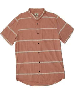 QUIKSILVER Mens Regular Fit Short Sleeve Shirt Medium Pink Striped Cotton CK06 - Picture 1 of 3