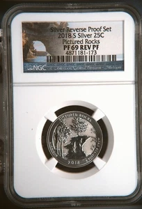 2018 S Silver Reverse Proof National Park Quarter Pictured Rocks NGC PF-69 - Picture 1 of 2
