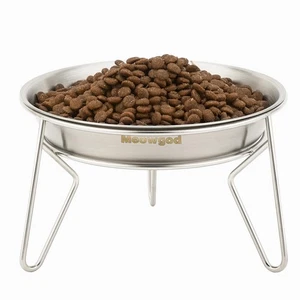 Elevated Cat Bowls,6.7" Extra Wide Raised Stainless Steel Cat Food Bowls with... - Picture 1 of 6