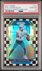 2021 Panini Prizm Black & White Checker Tua Tagovailoa #107 PSA 10 LOW POP OF 14 - Picture 1 of 2