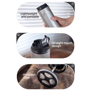 480ml Tragbare Isolierte French Press Kaffeemaschine Camping Kaffeemaschinen - Bild 1 von 11