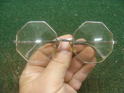 Octagon Silver metal 48-20 EYEGLASSES Frames OCTAGONAL sz 4 3/4 circa 1970's - Image 1 of 4