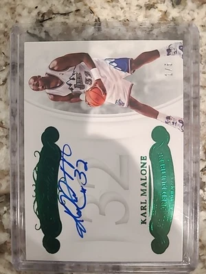 2017-18 Panini Flawless - Honored Numbers Karl Malone #HN-KM Emerald /5 (AU) - Image 1 of 4
