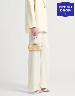 PVP €349 PINKO Bolso de Mano de Cuero Metálico Estrás Love Birds Pulsera Mango Foto 1 de 4