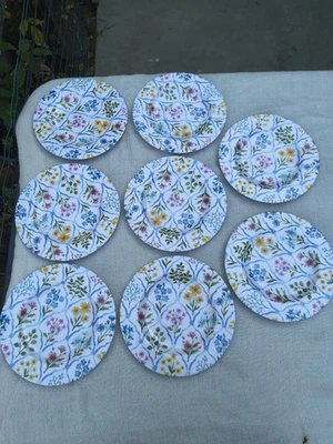 Juego de 8 platos de ensalada de melamina floral Foto 1 de 4