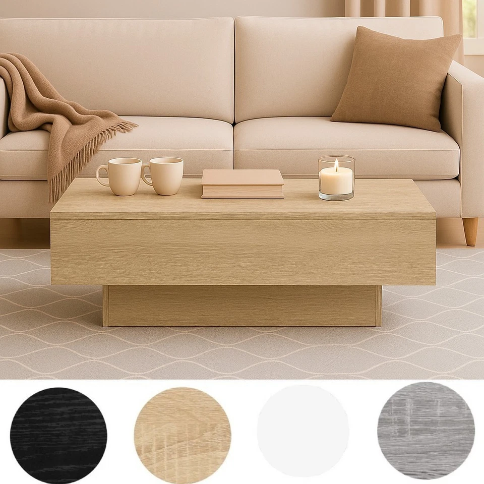 Low Coffee Table Modern Pedestal Base Minimalist Modern Living Room Center - Image 1 of 1