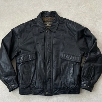 Vintage Members Only Men’s Large Leather Bomber Jacket Insulated Flight Full Zip - Image 1 of 4