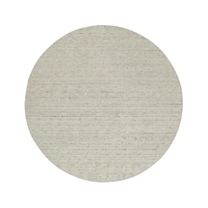 5'x5' Ivory Hand Loomed Rug Salt and Pepper Effect Undyed Pure Wool Round 91793 - Picture 1 of 8
