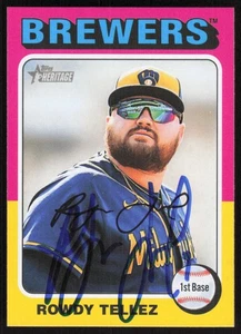 2024 Topps Heritage Rowdy Tellez Auto Milwaukee Brewers #95 COA SP Card Signed - Picture 1 of 2