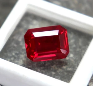 Natural Red Ruby Step Cut Emerald Shape 10Ct Loose Certified Ruby AAA Gemstone - Picture 1 of 11