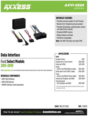 Axxess AXVI-5524 Ford Data Interface 2011-Up + Antenna Adapter - image 1 of 4