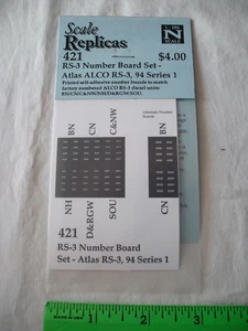 SALE! Scale Replicas 421 RS-3 Number Board Set, Atlas Alco RS3 Series 1, Spur N - Bild 1 von 9