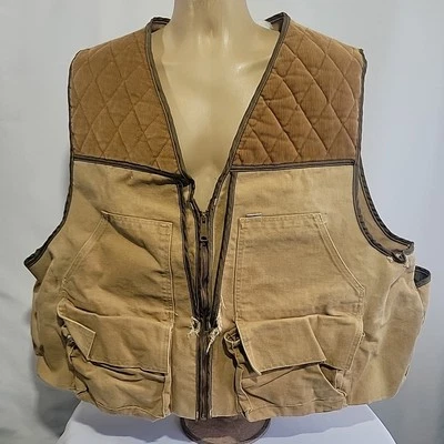 Vintage Carhartt Hunting Vest Mens 4XL Canvas Corduroy Shell Sleeves Game Pocket - Image 1 of 4