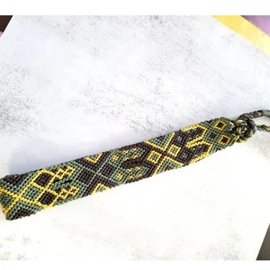 Green Brown Gold Multicolor Woven Braided Western Aztec Adjustable Hat Band - Picture 1 of 4