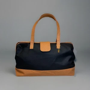 Vintage Elizabeth Arden Overnight Bag Navy Blau Kunstleder Straußen Designer - Bild 1 von 9