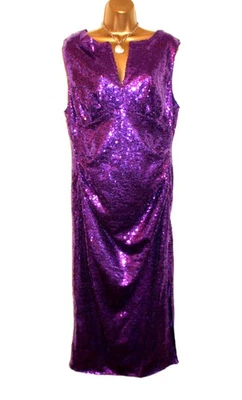 Vestido de Noche Púrpura Lentejuelas 14 Ocasiones Boda Maxi Pantorrilla Vestido Largo Fiesta de Navidad Foto 1 de 4