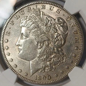 1890-S Morgan Silver Dollar Luster cleaned about unc graded NGC AU Details - Picture 1 of 3